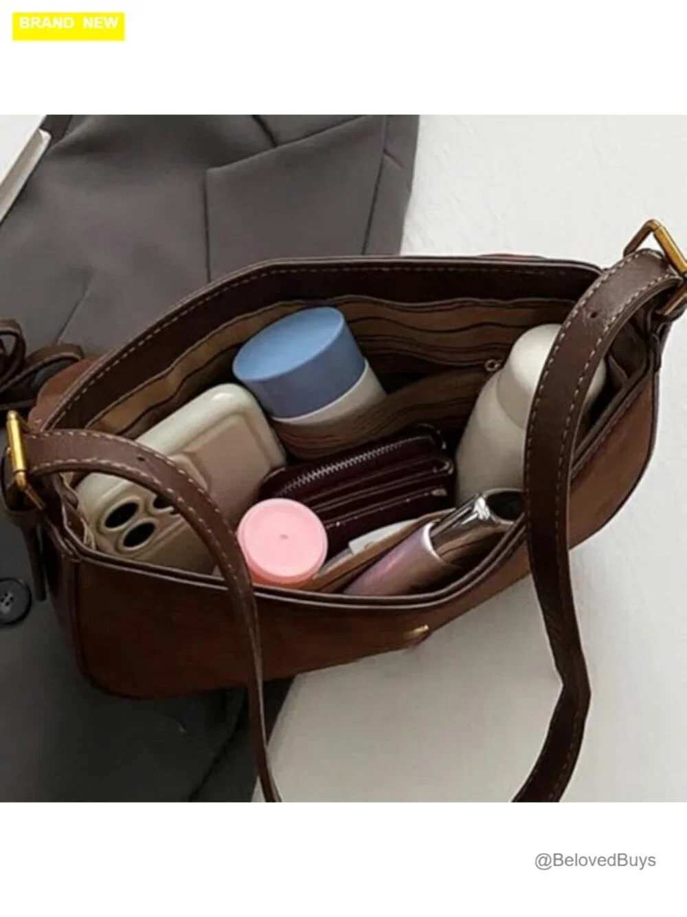 Faux Suede Crossbody Bag with Detachable Shoulder Strap Saddle Satchel